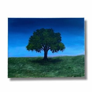Original tree landscape painting on canvas, 11x14
